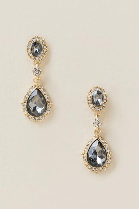Francesca's Gina Pav Trim Teardrop Earring - Black