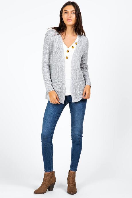 Francesca's Giovanni Lace Up Back Cardigan - Gray