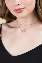 Francesca's Indy Double Layer Necklace In Champagne - Crisp Champagne