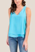 Francesca's Sara Tiered Tank Top - Turquoise