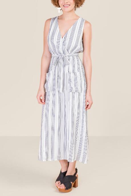 Francesca's Leonora Yarn Dyed Maxi Dress - Navy