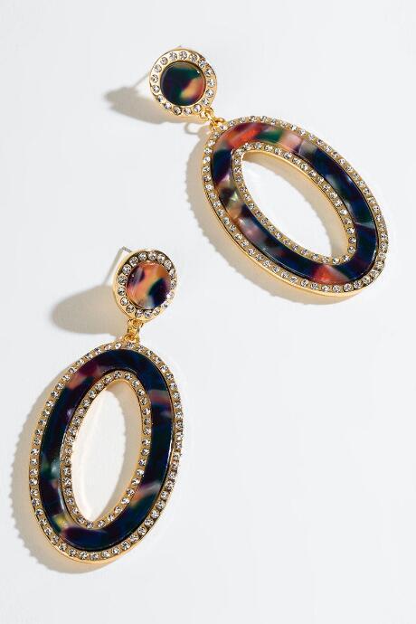 Francesca's Caroline Pav Resin Statement Earrings - Multi