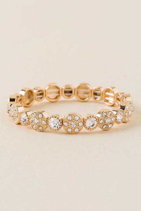 Francesca's Mariam Pav Stone Stretch Bracelet - Gold