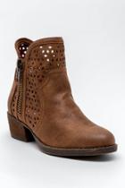 Not Rated Etta Laser Cut Ankle Boot - Tan