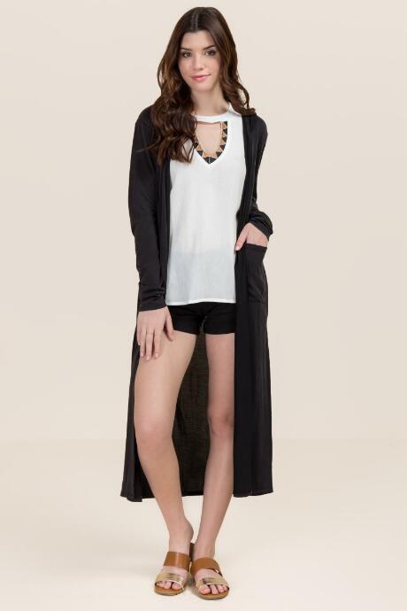 Francesca's Paloma Cupro Duster - Black