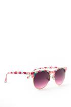 Francesca's Floral Print Clubmaster Sunglasses - Red