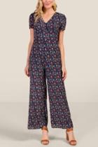 Francesca's Adeline Floral Jumpsuit - Ink Navy