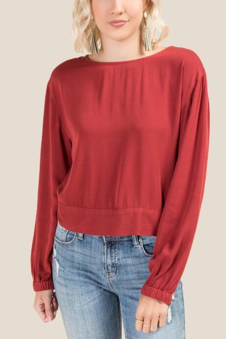 Francesca's Tawny Long Sleeved Blouse - Cinnamon