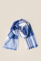Francesca's Skye Plaid Blanket Scarf In Blue - Navy