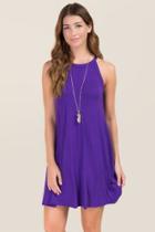 Alya Game Day Knit Trapeze Dress - Purple