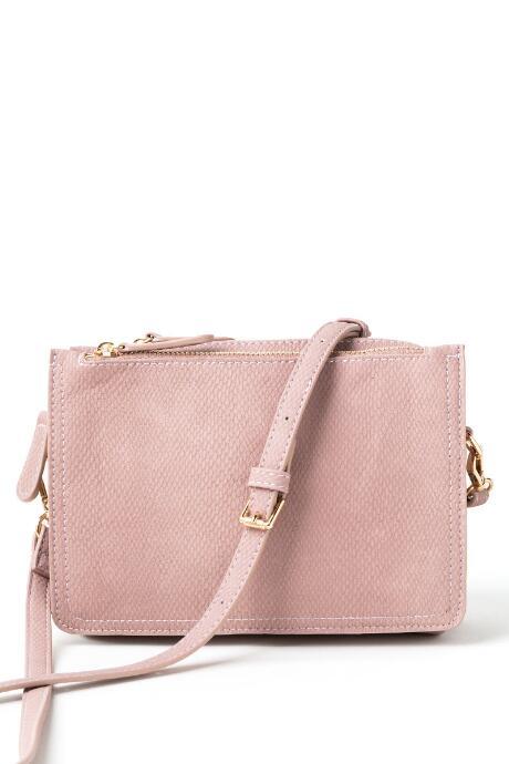 Francesca's Kate Snakeskin Crossbody - Mauve