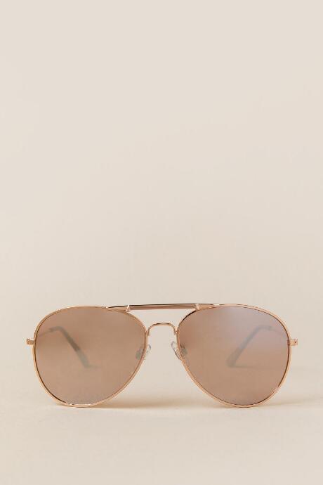 Francesca's Accomplice Aviator Sunglasses - Rose/gold