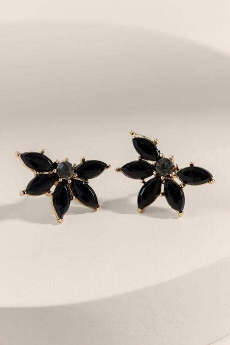 Francesca's Isabela Marquis Fan Stud Earrings - Black