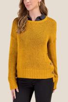 Francesca's Caroline Side Button Sweater - Mustard