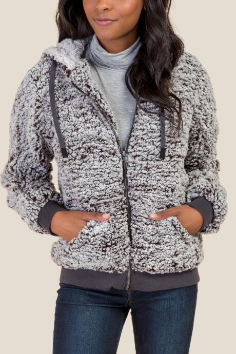 Francesca's Stowe Wubby Full Zip Jacket - Black