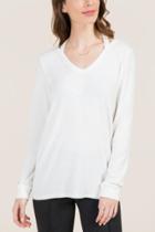 Francesca's Kelly Long Sleeve Clavicle Cut Out Hacci Top - Ivory