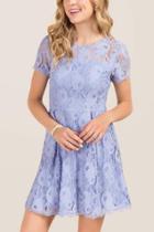 Francesca's Stacia Tie Back Lace A-line Dress - Oxford Blue