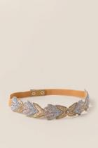 Francesca's Adley Leaf Embellished Belt - Bronze