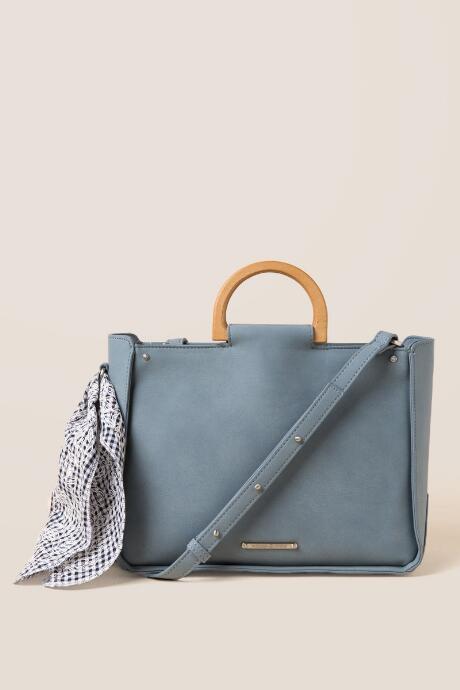 Francescas Lindy Wooden Handle Satchel - Gray