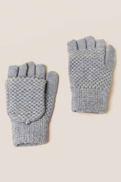 Francesca's Cadence Lurex Flip Top Gloves - Gray