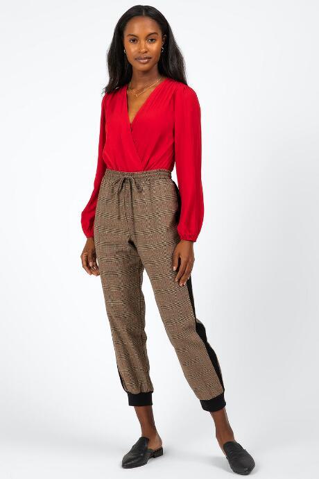 Francesca's Kyla Glen Plaid Banded Joggers - Black