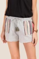 Mi Ami Mila Jacquard Pocket Striped Soft Shorts - Olive
