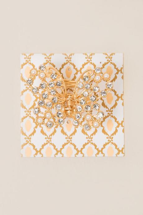 Francesca's Butterfly Rhinestone Clip - Gold