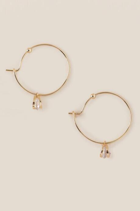 Francesca's Hartley Cubic Zirconia Drop Hoop Earring - Crystal