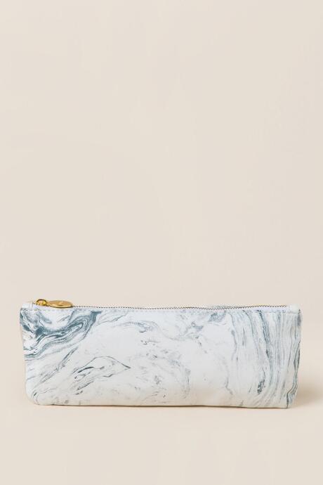 Francesca's Kiara Marble Pencil Pouch - White