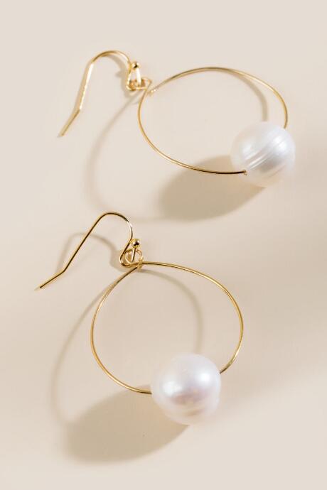 Francesca's Sierra Pearl Drop Hoops - Pearl