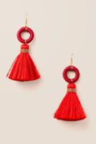Francesca's Arden Circle Tassel Earring In Red - Red
