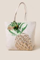 Francesca's Piper Sequin Pineapple Tote - Natural
