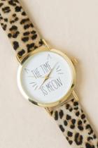 Francesca's Libby Cat And Leopard Print Watch - Leopard