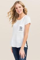 Ayla Can't Touch This Cactus Embroidered Pocket Tee - Ivory
