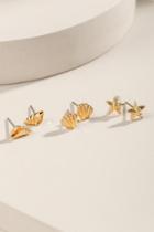 Francesca's Sadie Sea Shell Stud Earring Set - Gold