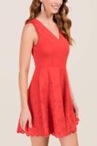 Francesca's Natalia Laser Cut A-line Dress - Red