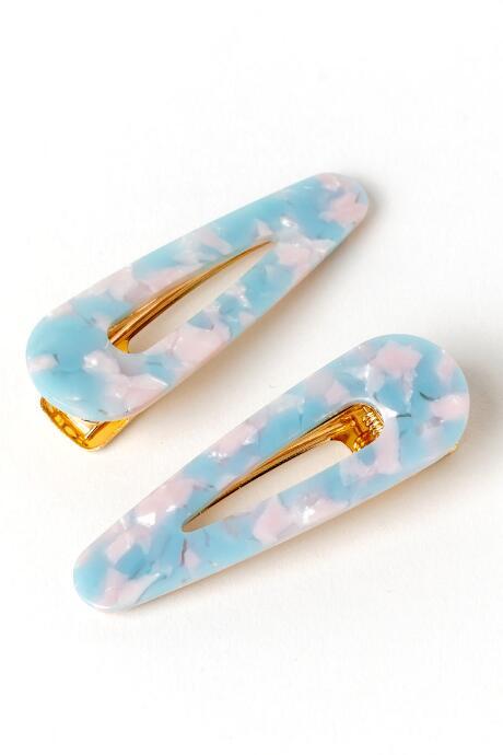 Francesca's Gina 2pk Light Blue Barrettes - Light Blue