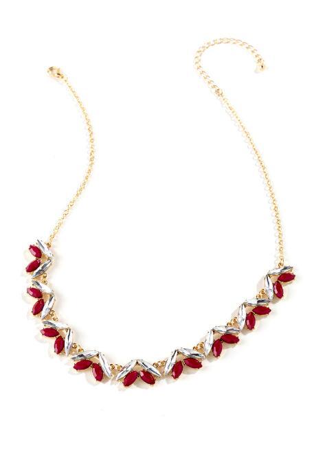 Francesca's Celia Mini Marquis Statement Necklace - Burgundy