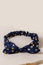 Francesca Inchess Talli Metallic Polka Dot Bow Headwrap In Navy - Navy