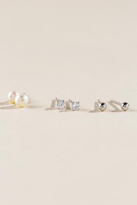 Francesca Inchess Seraphina Pearl And Stone Stud Set - Pearl