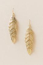 Francesca's Tabor Bending Feather Drop Earrings In Gold - Gold