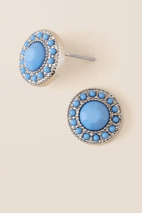 Francesca's Alycea Facet Stud Earring In Blue - Light Blue