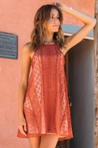 Francesca's Jurnee Lace Shift Dress - Cinnamon