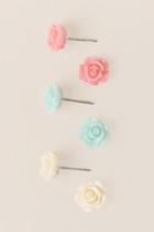 Francesca's Stassi Pastel Flower Stud Earring Set - Multi