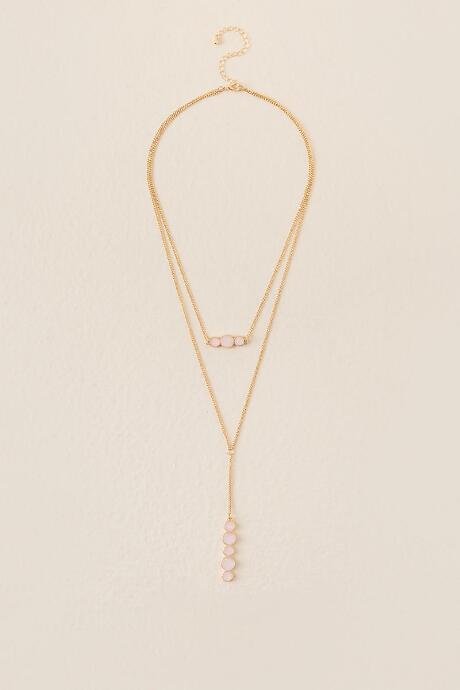 Francesca's Helena Druzy Layered Necklace - Blush