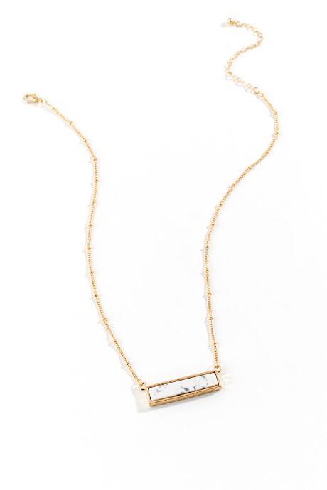 Francesca's Trinity Horizontal Bar Pendant Necklace - White