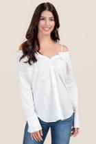 Essue Aviva Off The Shoulder Button Down Top - White