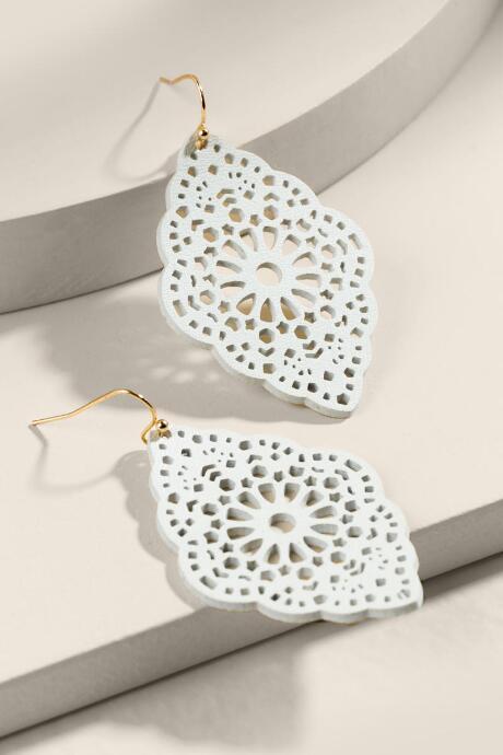 Francesca's Aniya Leather Drop Earrings - Ivory