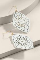 Francesca's Aniya Leather Drop Earrings - Ivory