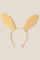 Francesca's Gingham Bunny Ears Headband - Yellow